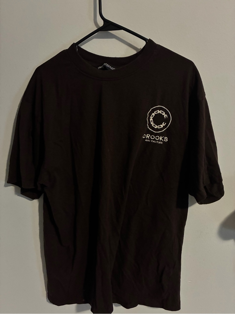 Crooks & Castles Black Short Sleeve Tee with White Chest Emblem